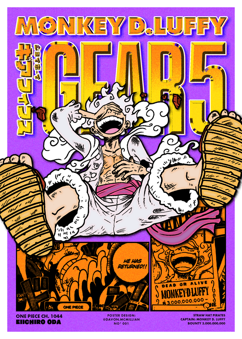 "Monkey D. Luffy (One Piece) Poster" - Ink & Digital, 16 x 20, 2023